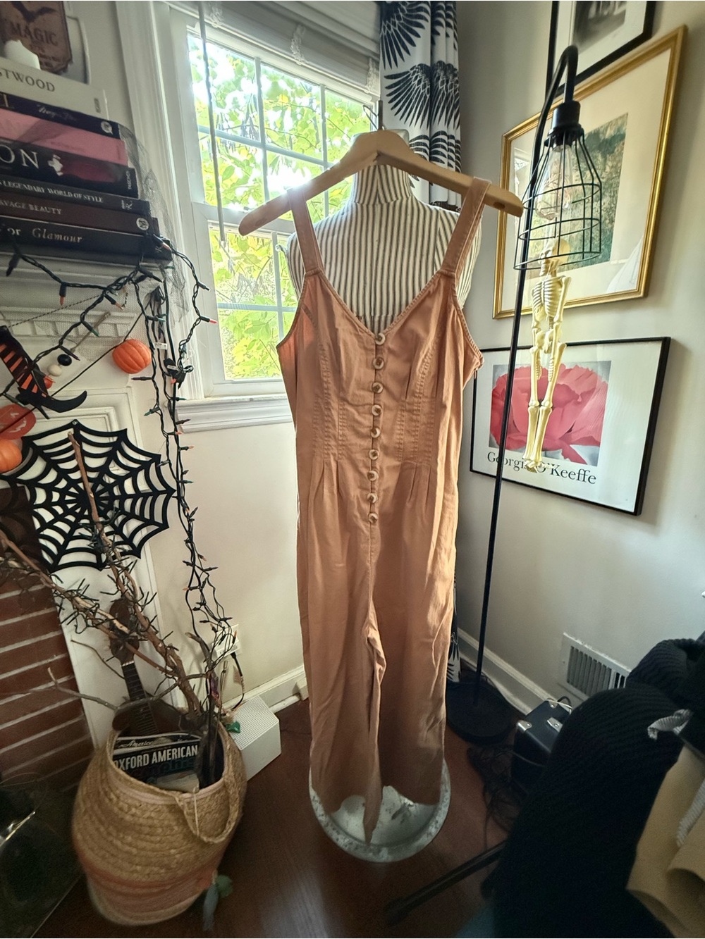 Universal Thread Peach Button-Front Sleeveless Jumpsuit